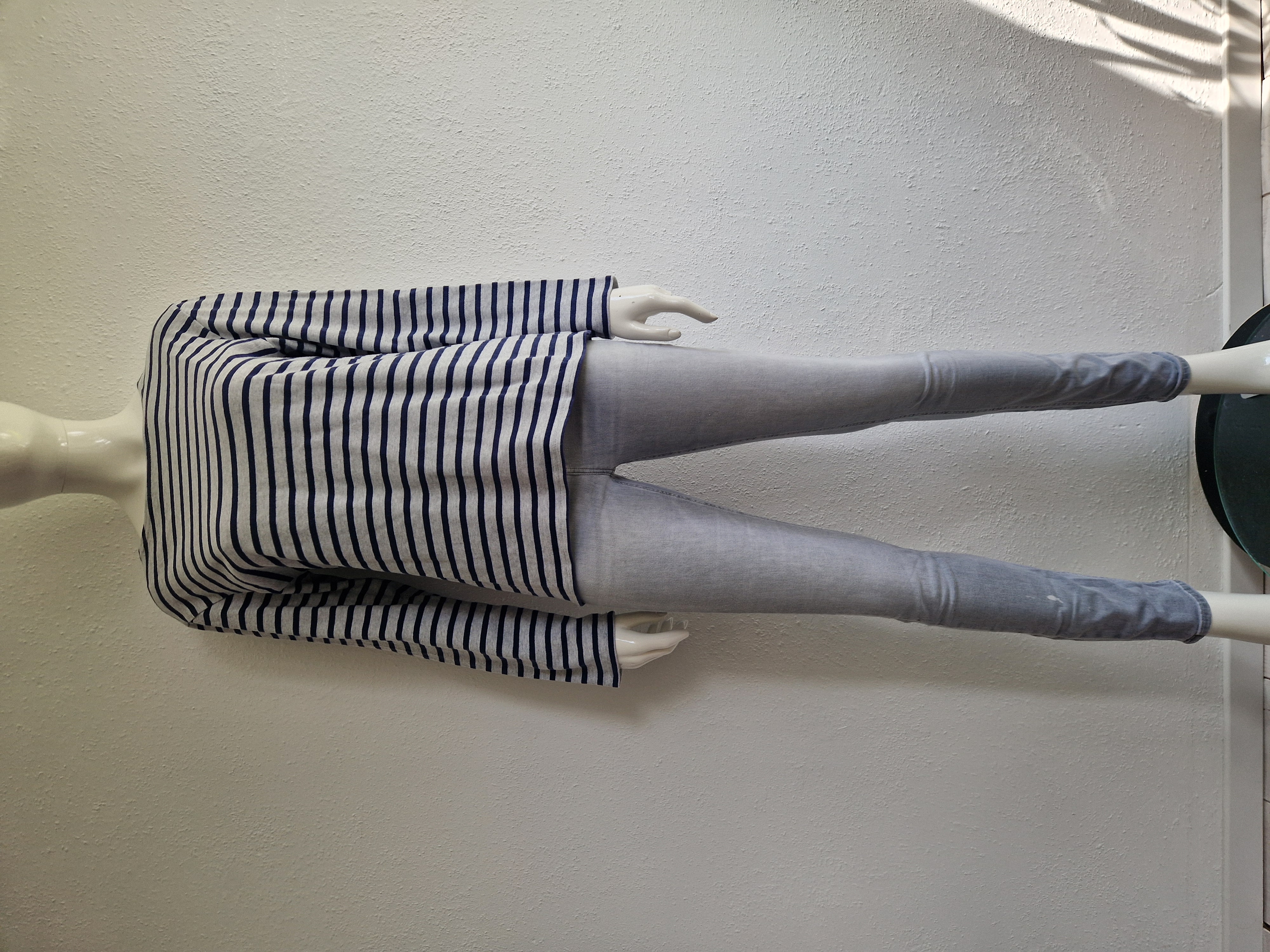 Saint James sweater. Maat M. Grijs/blauw gestreept.