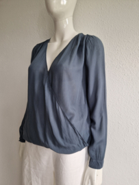 Velvet by Graham & Spencer blouse top. Maat S. Blauw/grijs.