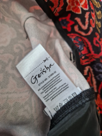 Geisha pantalon. Maat 36/38, Zwart/print.