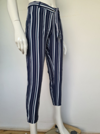 Expresso cropped pantalon. Mt. 38, Blauw/wit gestreept.