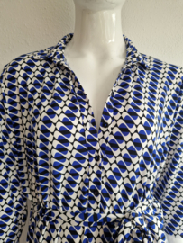 Norah midi jurk. Maat 46, Blauw/wit/print.