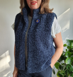 POM Amsterdam Teddy Love gilet | Maat 40/42 | Navy |