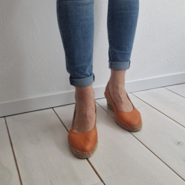 Fred de la Bretoniere espadrilles. Maat 40. Oranje/leer.