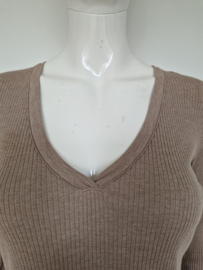 James Perse top met V-hals. Maat 1. Beige.