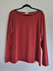 Lykka shirt. Maat XXL. Bruin/rood gestreept.