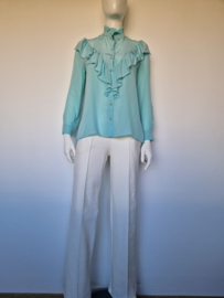Boutique Moschino ruffle blouse. Maat 36, Aqua.