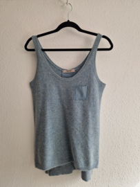 Humanoid luxe alpaca/merino top. Maat S. Blauw gemêleerd.
