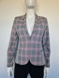 Kaffe blazer. Mt. 38, Roze/grijs/geruit.