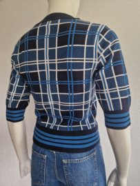 Vanilia cropped trui. Maat 36, Blauw/ruit.