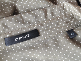 Opus blouse Farla. Maat 42, Olijfgroen/stippenprint.