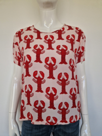 Fabienne Chapot top. Maat XS. Roze/kreeften print.