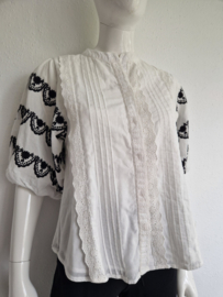 Summum blouse met ballonmouwen. Maat 34, Gebroken wit.