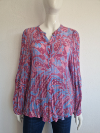 Fabienne Chapot blouse Hollie. Maat 40, Blauw/roze/print.