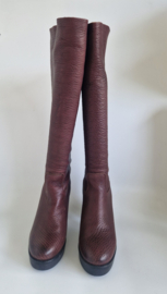 Shabbies Amsterdam hoge leren laarzen | Maat 41 | Bruin |