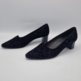 Peter Kaiser pumps. Maat 7, Zwart/flockprint/dierenprint.