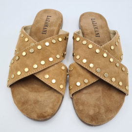 Lazamani slippers. Mt. 38, Bruin/ suède.