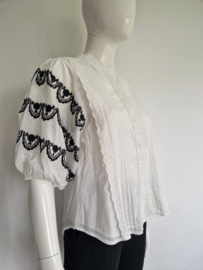 Summum blouse met ballonmouwen. Maat 34, Gebroken wit.