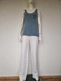 Humanoid luxe alpaca/merino top. Maat S. Blauw gemêleerd.