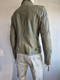 Gipsy biker jasje. Maat 38/40. Zachtgroen/leer.