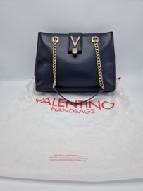 Valentino handtas. Blauw/goud/leer.