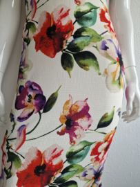 Vintage chic jurk. Maat 16, Crème/bloemenprint.