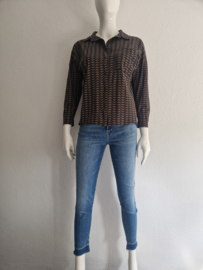 Studio Anneloes blouse. Maat S. Grijs/bruin/travelstof.