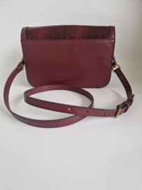 Fossil Ainsley Litehide crossbody tas. Wijnrood/leer.