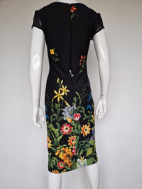 Vintage Chic jurk. Mt. 36/38, Zwart/bloemenprint.