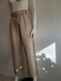 MAC Chiara Belt linnen broek (maat 38/32), Beige.
