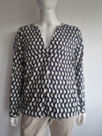 Rock Cardona  blouse top. Maat 46, Zwart/crème/print.