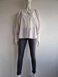 Humanoid blouse. Maat S. Wit/crème/streep.