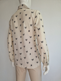 Smashed Lemon blouse. Maat 40. Beige/Franse bulldogprint.