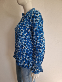 Fabienne Chapot blouse. Maat 38, Wit/blauw/blemenprint.