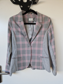 Kaffe blazer. Mt. 38, Roze/grijs/geruit.