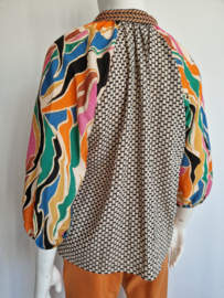 Geisha blouse top. Maat 36, Multi color.