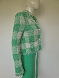 Marc Cain bouclé blazer. Maat 2, Mintgroen/ruit
