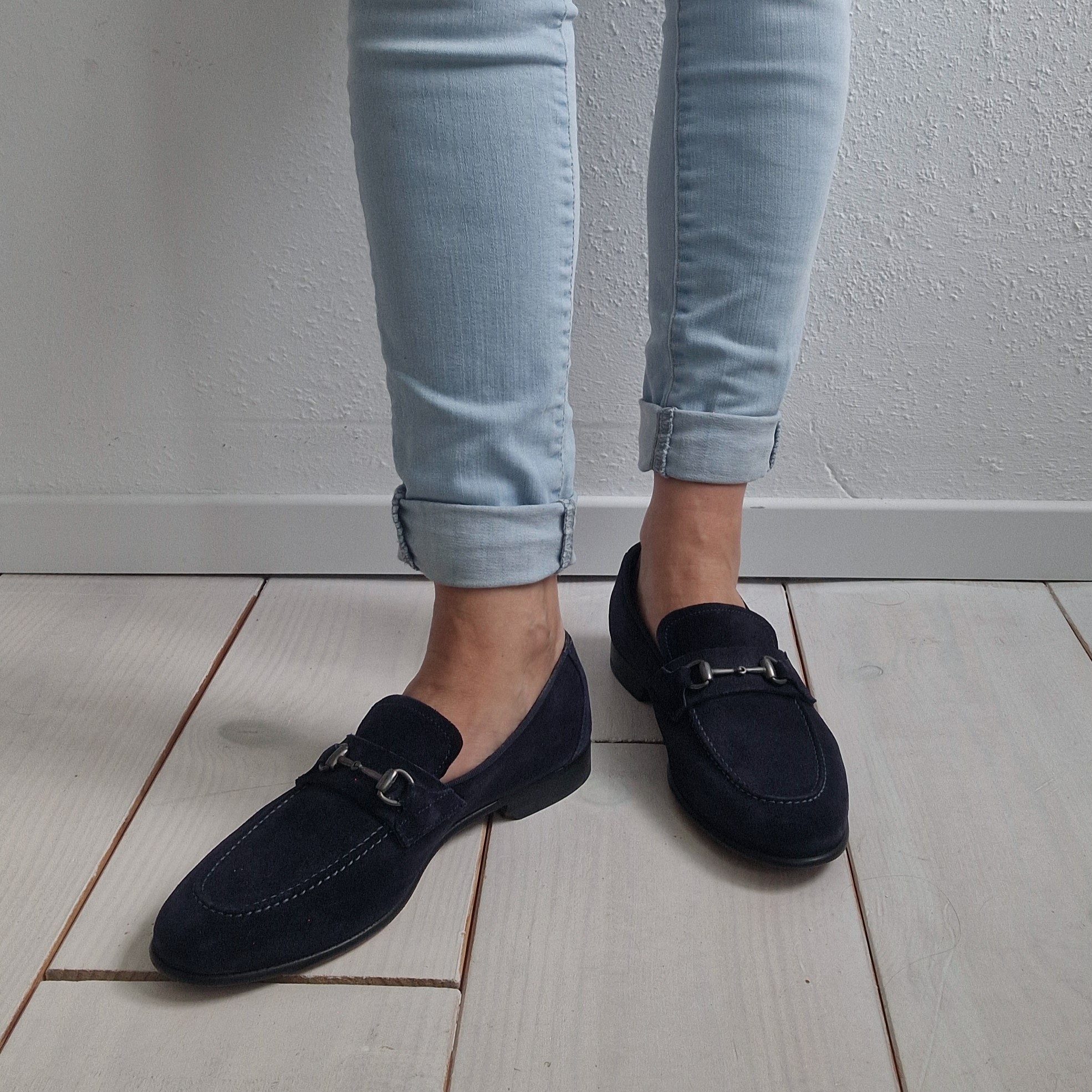 Flecs instappers. Maat 40, Donkerblauw/suède.
