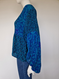 Sissel Edelbo blouse. Maat S. Blauw/print/zijde.