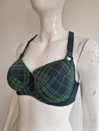 Marlies Dekkers Gloria Plunge balconette BH. Maat 75E. Groen/ruit.