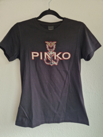 PINKO T-shirt. Maat XS. Zwart/ parels & strass logo