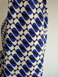 Norah midi jurk. Maat 46, Blauw/wit/print.