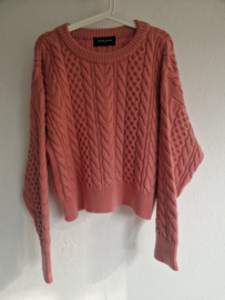 Joline Jolink kabeltrui Soso | Maat S | Roze | Merino wol |