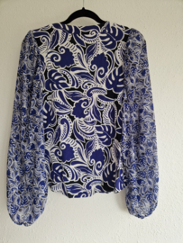 Studio Anneloes blouse. Maat M. Blauw/witte print.