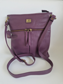 dR Amsterdam crossbody schoudertas. Auberine/leer