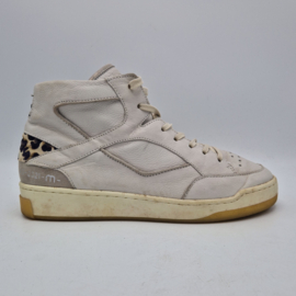 Mjus halfhoge sneakers. Maat 41,Crème/leer.