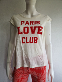 SET shirt. Maat 36, Crème/rood/tekst.