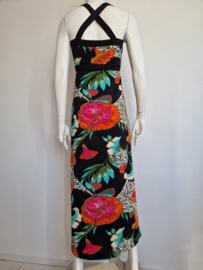 King Louie maxi dress. Maat M. Zwart/bloemenprint.