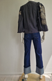 By-Bar Ziggy blouse top met ballonmouwen. Maat S. Midnight/borduursels.