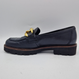 Gabor loafers. Maat 5. Zwart/goudkleurige schakels.