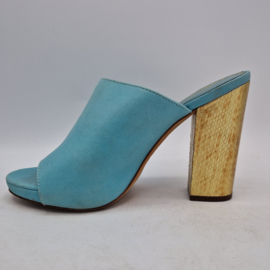 Ash klompjes met hak. Maat 37. Turquoise/leer.